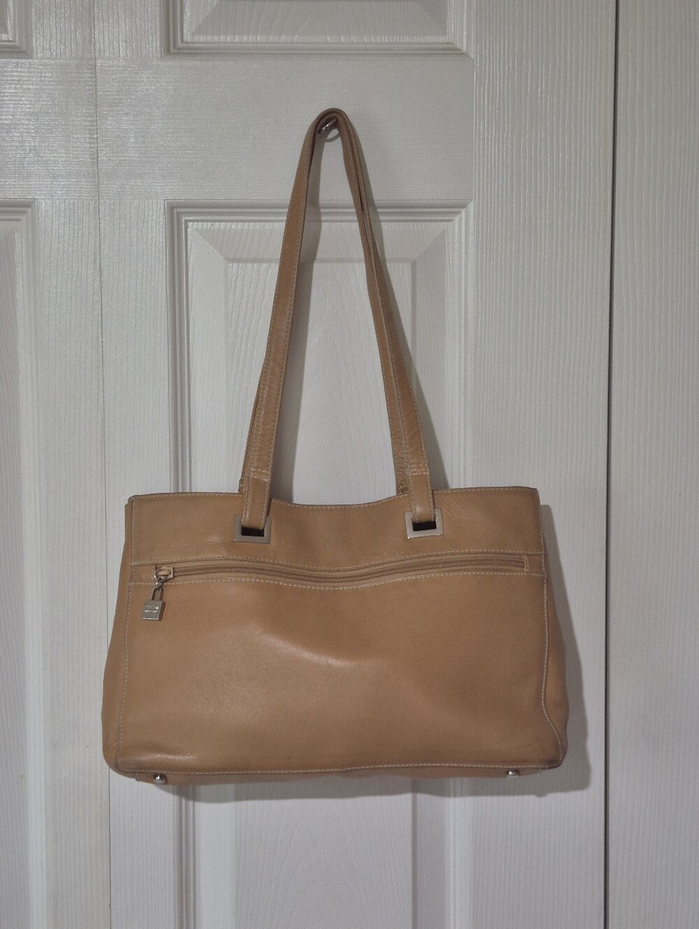 Perlina beige leather east west shoulder bag Vintage